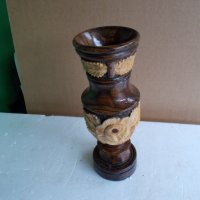 Дървена ваза с инкрустация (дърворезба), снимка 1 - Декорация за дома - 33139227