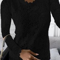 Нова ежедневна дантелена семпла и елегантна блуза с дълъг ръкав, 4цвята - 024 , снимка 4 - Блузи с дълъг ръкав и пуловери - 39810910