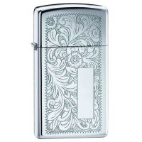 Запалка Zippo Slim® Venetian® Polished Chrome Made in USA, снимка 1 - Запалки - 40872612