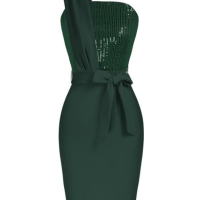 GRACE KARIN зелена рокля номер 46 / L, снимка 3 - Рокли - 44890606