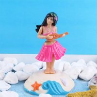 Момиче с китара Хавайка Хавайско Тропическо Соларна танцуваща играчка фигурка украса торта сувенир