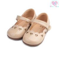 №19-№24, Бежови бебешки официални обувки-Балеринки за момиче със сърца, снимка 5 - Бебешки обувки - 36104332