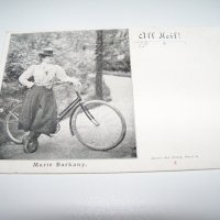 Стара немска пощенска картичка с Marie Barkany с велосипед, снимка 2 - Други ценни предмети - 36868310