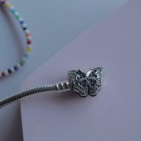PROMO! Гривна Пандора сребро 925 Pandora Moments Butterfly Clasp Snake Chain Bracelet, снимка 7 - Гривни - 43699420