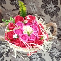 конус кашпа със сапунени рози , снимка 10 - Изкуствени цветя - 44004173