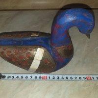 Страхотна синя дървена патица патка с месинг и кост, снимка 6 - Антикварни и старинни предмети - 43414181