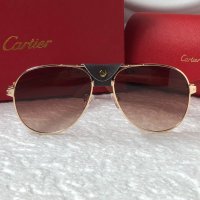 Cartier 2022 мъжки слънчеви очила с кожа, снимка 6 - Слънчеви и диоптрични очила - 37372016