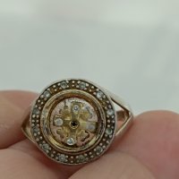 Сребърен пръстен с позлата Буква НН, снимка 1 - Пръстени - 43937681