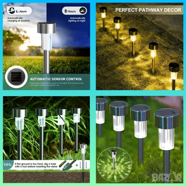 Соларни 6 броя LED Лампи, външни , снимка 1