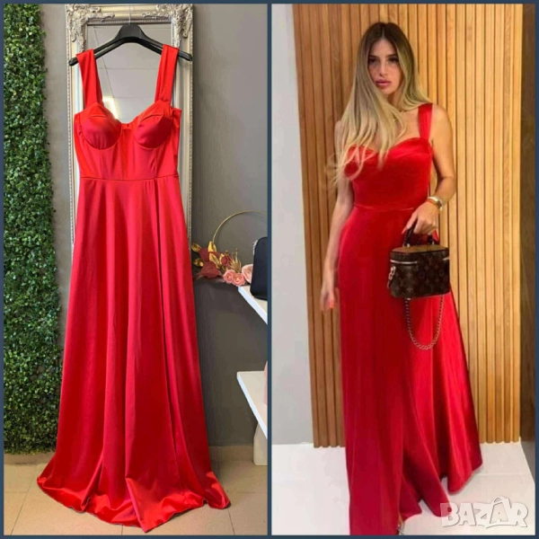 💎Дълги сатенени рокли с цепка   , снимка 1