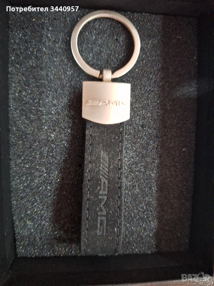Ключодържател стил AMG – алкантара (велур) + кожа + метал, снимка 1
