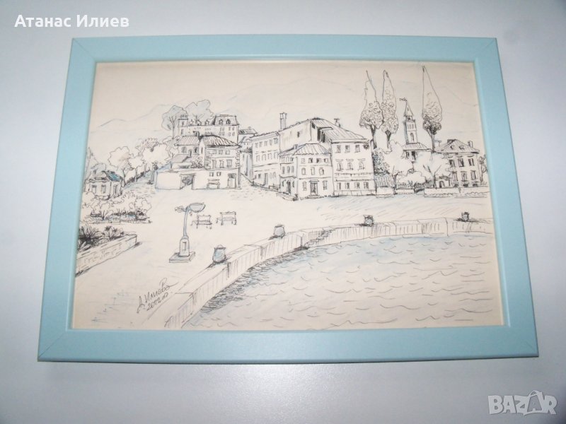 Градски пейзаж 2, графика на художничката Десислава Илиева, подписана., снимка 1