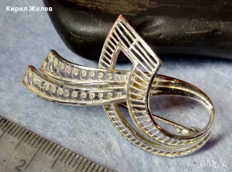 ПРЕКРАСНА НЕЖНА АЖУРНА СРЕБЪРНА АР НУВО СТИЛ БРОШКА СРЕБРО 925 Стара РЪЧНА РЕТРО ИЗРАБОТКА 40794, снимка 1