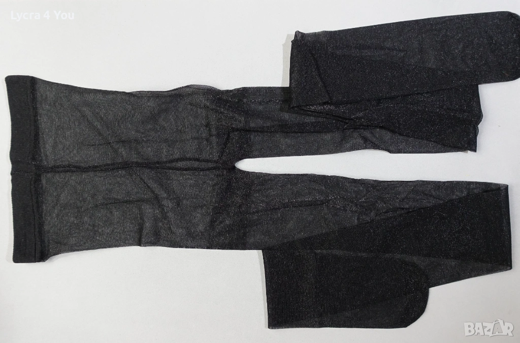 XS нов черен прозрачен чорапогащник с ликра, снимка 1