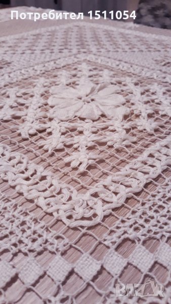 Плетена покривка 133смХ120см и конци  ретор брилянте , снимка 1