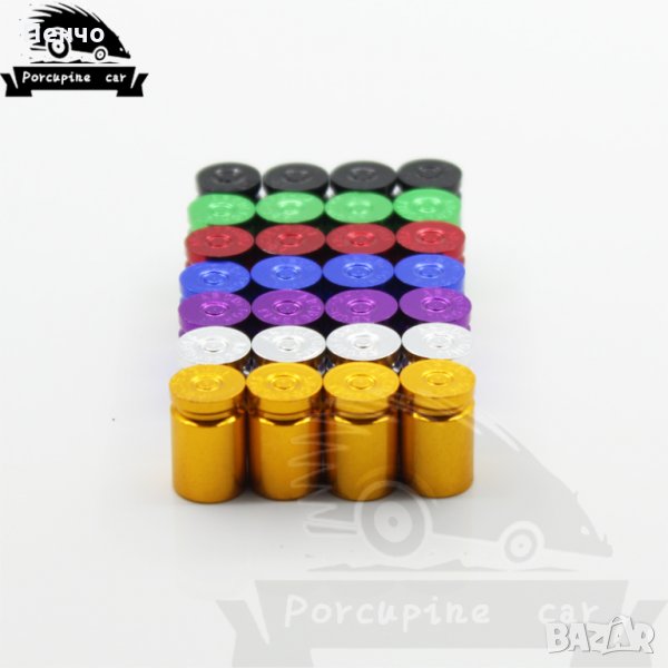 Капачки патрони за кола гилзи устойчиви цветни алуминиеви красиви тапи за вентили за автомобилни джа, снимка 1