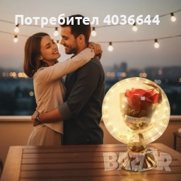 Лампа с роза и мека светлина – подарък, който остава и след празника, снимка 1