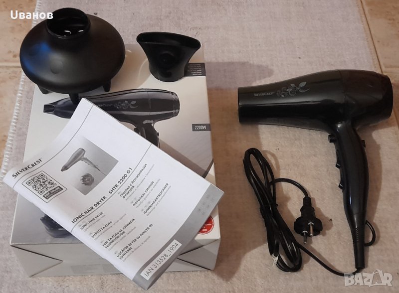 Сешоар с йонизираща функция, 2 степени за въздушна струя и 3 за температура, като нов, снимка 1