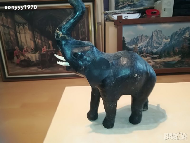 голям кожен слон-35х32х12см-внос швеицария, снимка 1