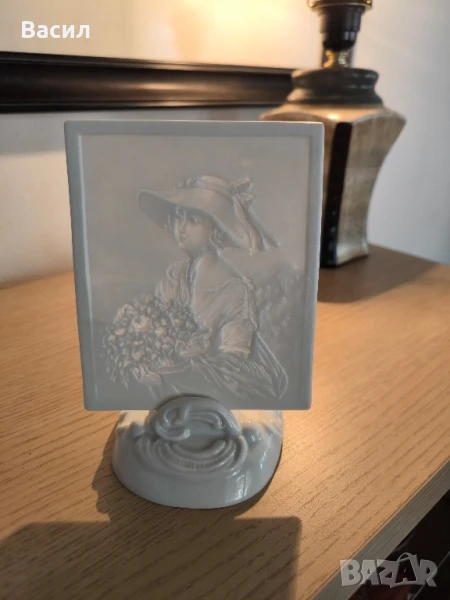 свещник с керамична литогравия, снимка 1