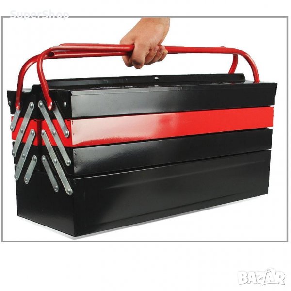 Метален Куфар за инструменти с 4 нива, тип акордеон инструмент шкаф, снимка 1