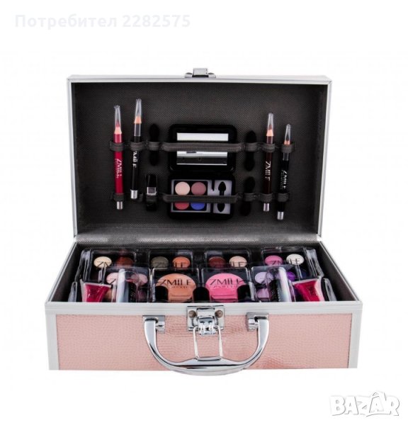 Професионално куфарче с гримове в цвят розово злато, снимка 1