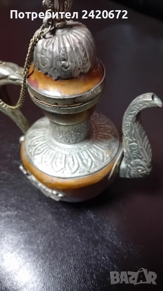 колекционерски меден чайник със сребърен обков, снимка 1