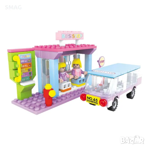 Конструктор за изграждане на автобусна спирка с превозно средство и 2 фигурки (125 части) S_1174937, снимка 1