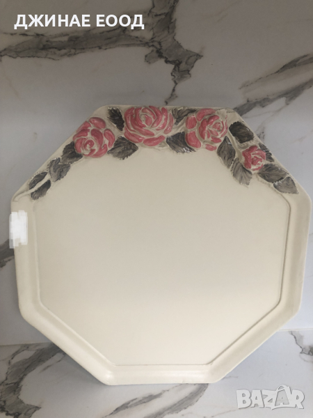 Декоративна керамична чиния със цветя, снимка 1