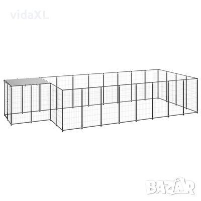 vidaXL Клетка за кучета, черна, 10,89 м², стомана(SKU:3082207, снимка 1