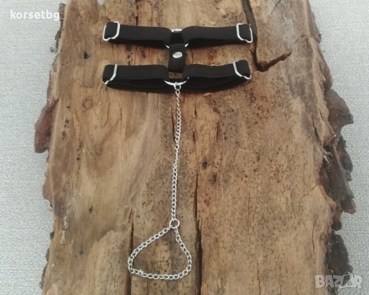 Ръчно изработена двойна гривна с пръстен от сребърна верижка 4015, снимка 1