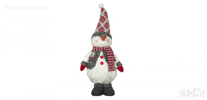 Коледна декоративна фигура, Снежен човек с карирана жилетка, 61см , снимка 1