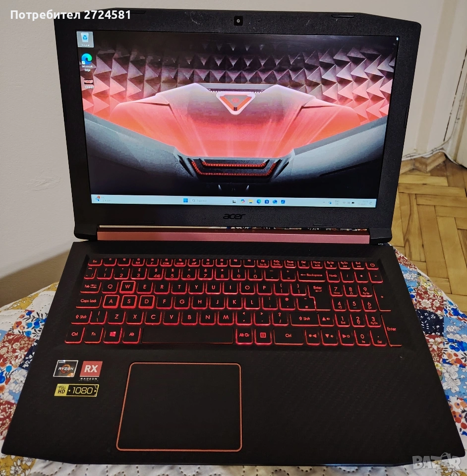Само за 569 евро ! Acer Nitro 5, RAM 32 GB, AMD Ryzen 5, RX 560 X 5 GB, снимка 1