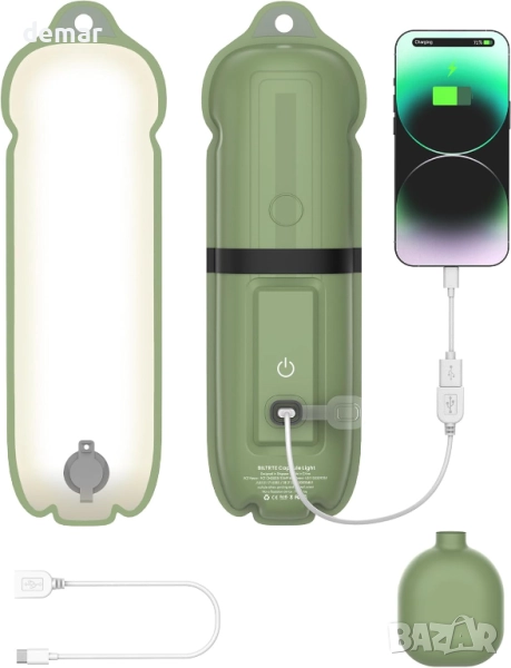 Акумулаторна къмпинг лампа, 4 режима, сгъваема LED надуваема лампа, IP66, снимка 1