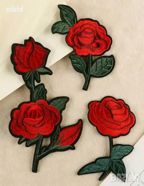 3 вида роза апликация за дреха дрехи самозалепваща се нашивка бродерия, снимка 1