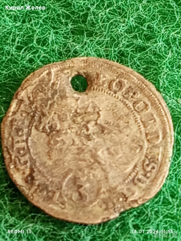 Сребърна монета 3 кройцера 1701г. Леополд първи Австрия за КОЛЕКЦИЯ 52964, снимка 1