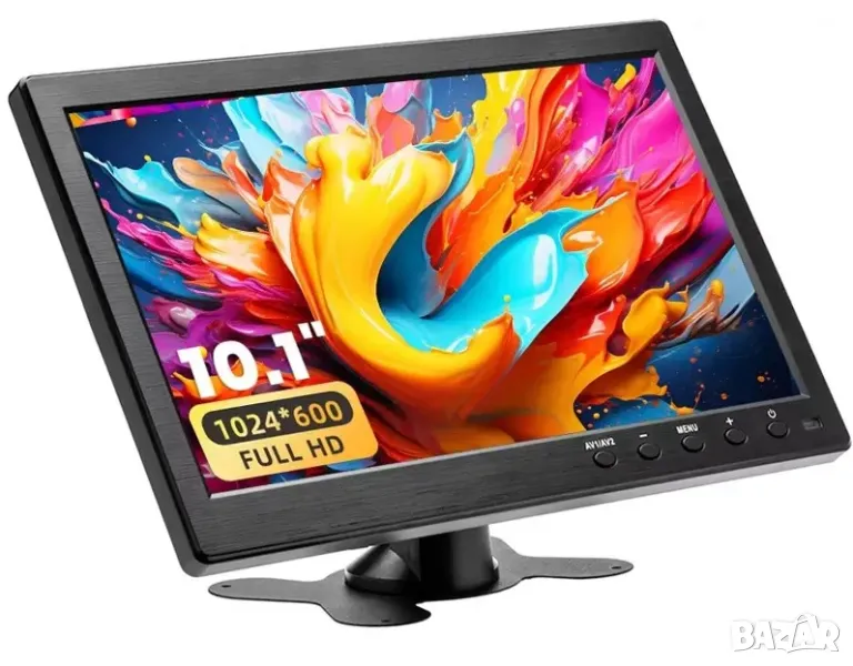 Монитор за автомобил, телевизор, 12v волта, HDMI, VGA, USB, портативен, за кола, камион, 10 инча, снимка 1