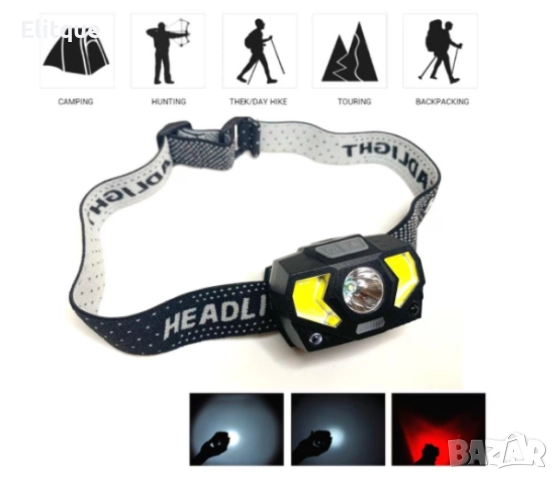 Челник фенер за глава със сензор за движение KX-201 10w USB зареждане, снимка 3 - Други - 52855045