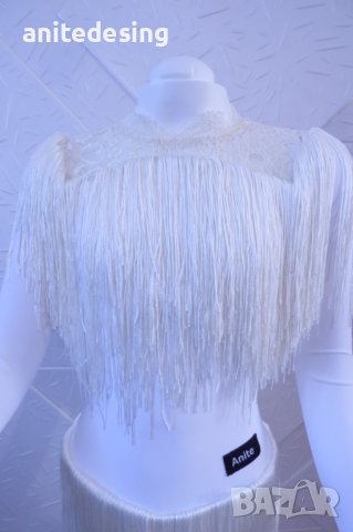 Бяла рокля с ресни за латино танци, снимка 15 - Детски рокли и поли - 44029662