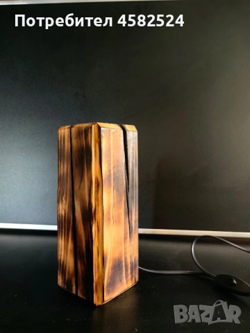 Дървена нощна лампа, снимка 4 - Настолни лампи - 52511918