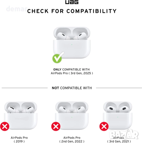 URBAN ARMOR GEAR, за AirPods Pro 3-то поколение, здрав защитен калъф, снимка 2 - Калъфи, кейсове - 52974044
