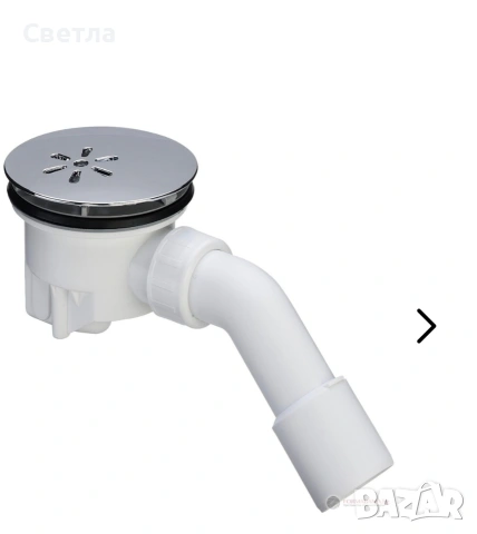 Сифон на душ корито. Капачка хром, Странично оттичане, 45° канализационно коляно, Ø 120., снимка 2 - ВИК - 53229960