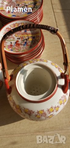 Прекрасен порцеланов сервиз за чай с японски мотиви, снимка 2 - Сервизи - 39179709