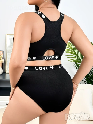 Черно дамско памучно бельо: комплект, снимка 2 - Бельо - 53540529