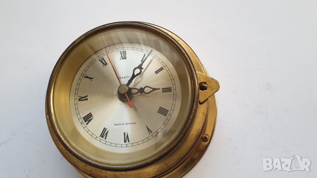 Стар месингов кварцов корабен часовник, снимка 4 - Антикварни и старинни предмети - 43077979