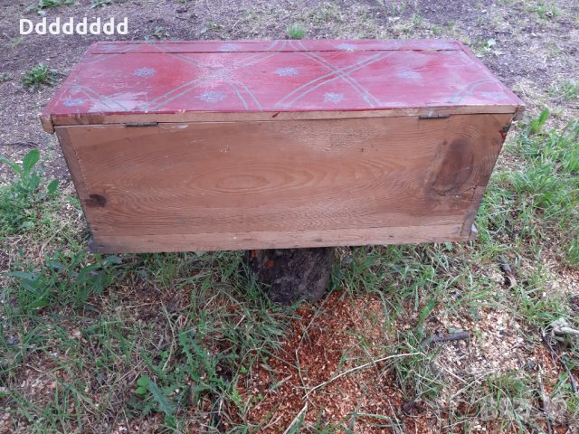 Антикварен-Стар Рисуван Дървен Родопски Сандък, снимка 5 - Декорация за дома - 28990439