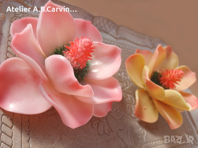 Декоративен сапун цвете магнолия,уникален дизайн вдъхновен от природата, снимка 7 - Декорация за дома - 53607446