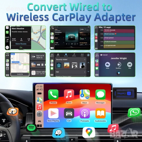 Безжичен CarPlay адаптер (2025) за iPhone - Plug & Play USB конвертор, автомобили 2016+ и iOS 10+, снимка 5 - Аксесоари и консумативи - 51934780