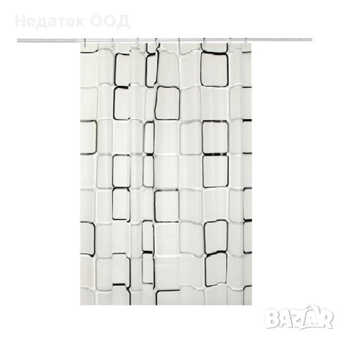 Завеса за баня бяла черна фигура 180/180см, снимка 1 - Други - 43488315