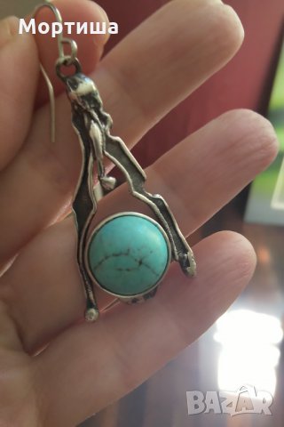  Масивни сребърни авторски обеци с тюркоаз 